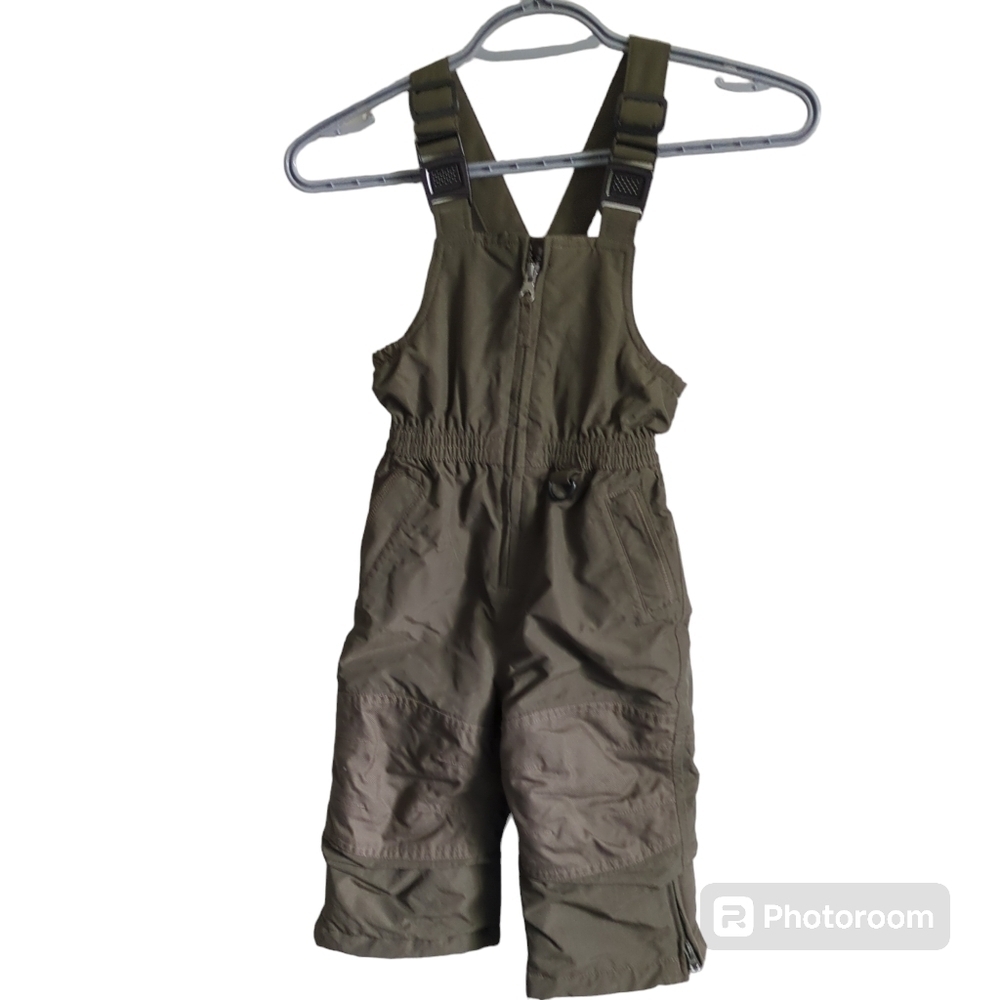 LANDS END Kids Olive Green Snow Bib Sz 2T Waterproof Iron Knees‎ Ski Snow…